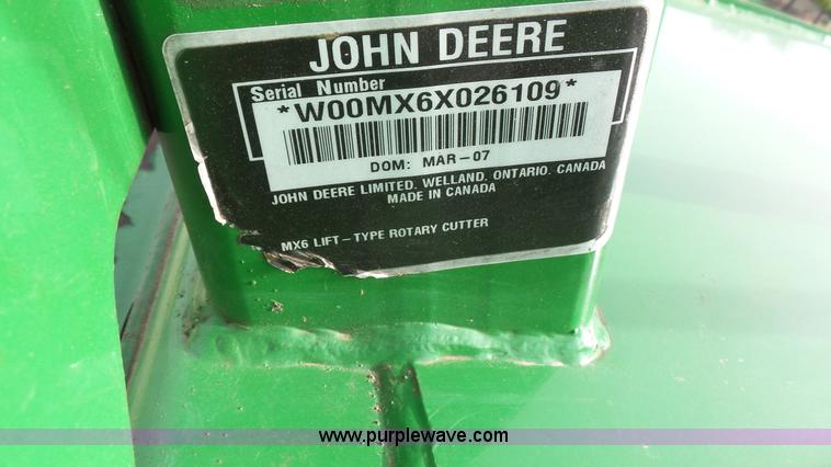 image for item K5141 John Deere MX6 rotary mower