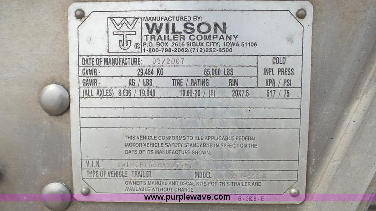 image for item L1342 2007 Wilson double hopper grain trailer