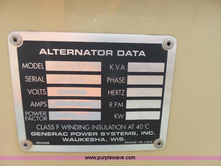 image for item BE9850 Generac Guardian generator
