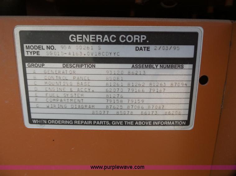 image for item BE9853 Generac 95A00242-S generator