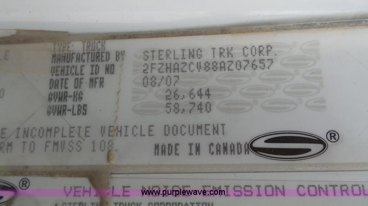 image for item K5118 2008 Sterling L9500 dump truck