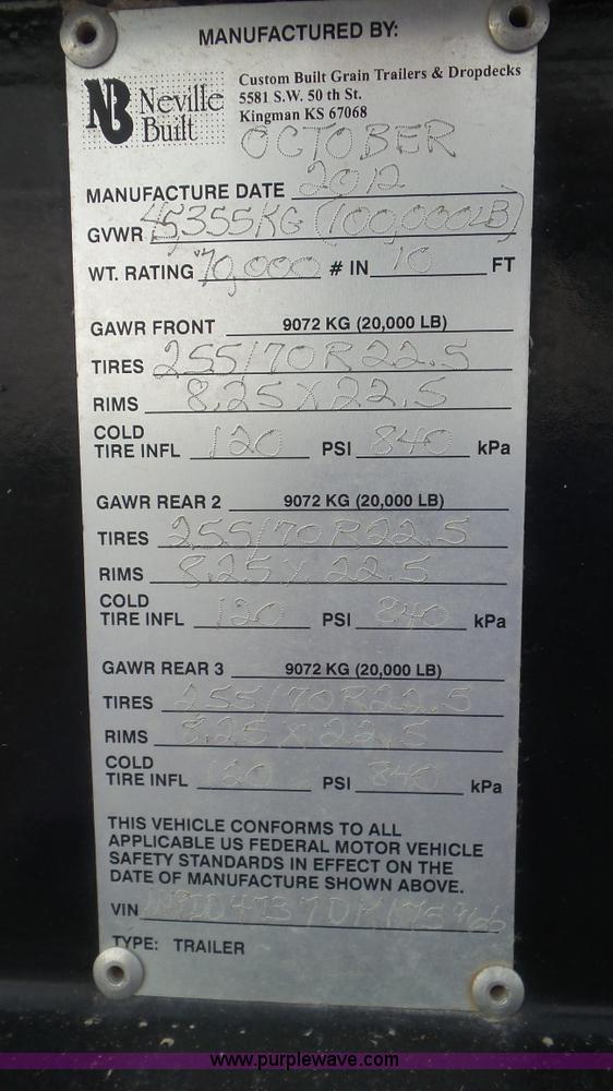 image for item K6833 2013 Neville drop deck trailer