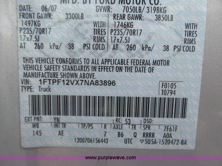 image for item AR9363 2007 Ford F150 XL pickup truck