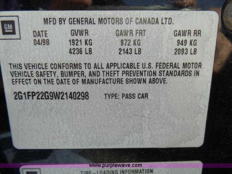 image for item AR9400 1998 Chevrolet Camaro