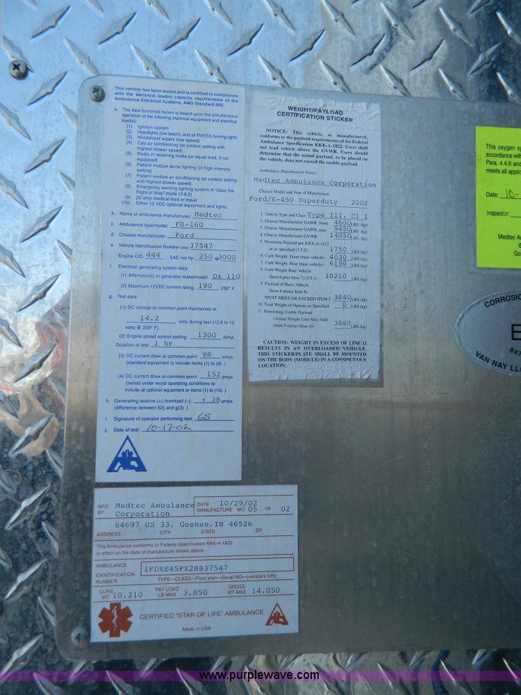 image for item F1270 2002 Ford 801 ambulance