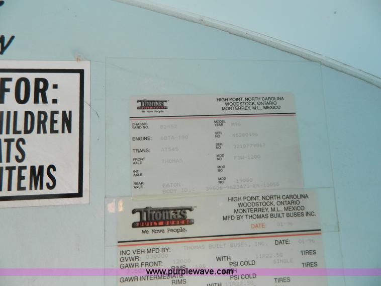 image for item J8979 1996 Thomas Built Saf-T-Liner ER school bus