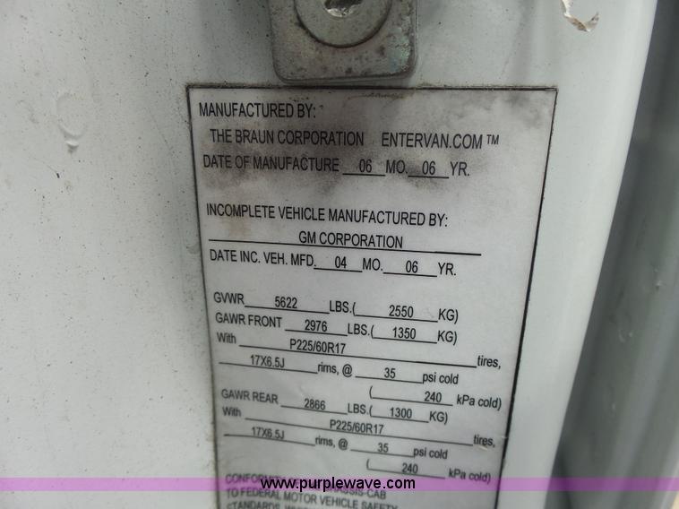 image for item L6003 2006 Chevrolet Uplander handicap accessible van