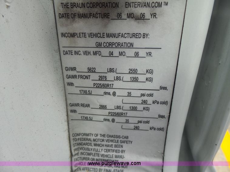 image for item L6003 2006 Chevrolet Uplander handicap accessible van