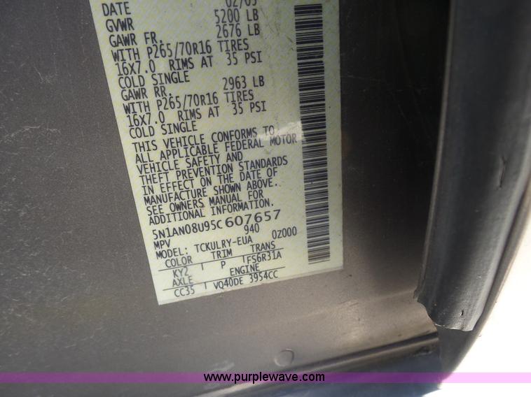 image for item L7402 2005 Nissan Xterra SUV