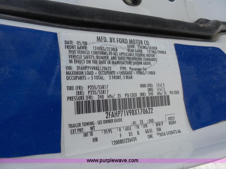 image for item N9454 2008 Ford Crown Victoria Police Interceptor