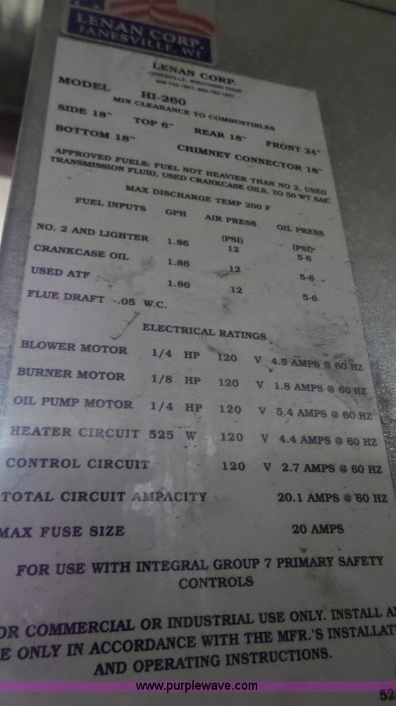 image for item BN9702 Lanair waste oil heater