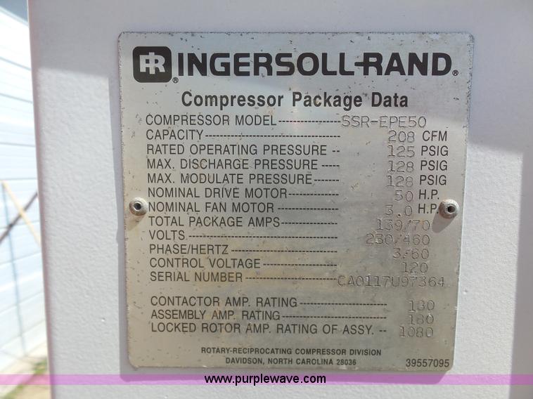 image for item G3745 Ingersoll Rand SSR-EPE50 rotary screw air compressor