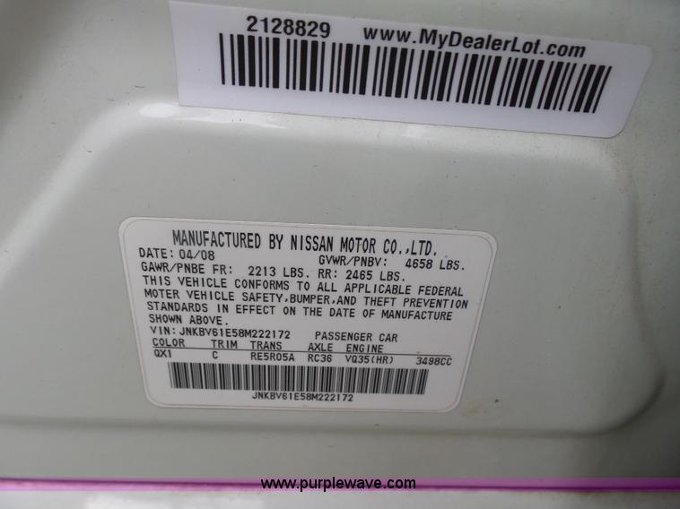 image for item J7518 2008 Infinity G35