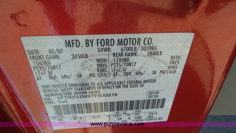 image for item K6925 2007 Ford F150 XLT SuperCab pickup truck