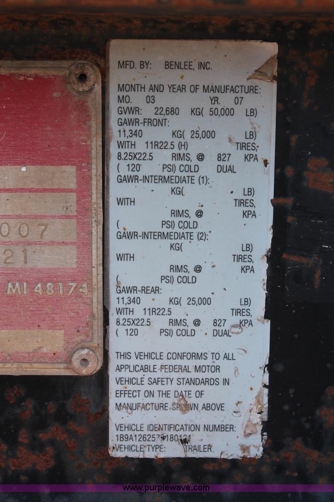 image for item K8980 2007 Benlee TASM265 container trailer