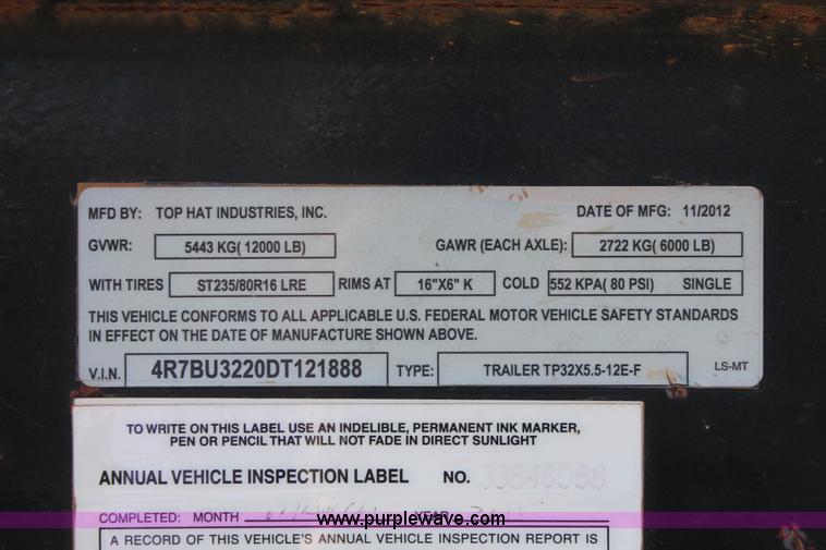 image for item K8981 2013 Top Hat pipe trailer