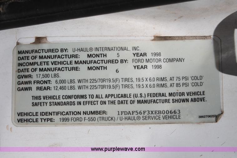 image for item K8983 1999 Ford F550 Super Duty XL service truck