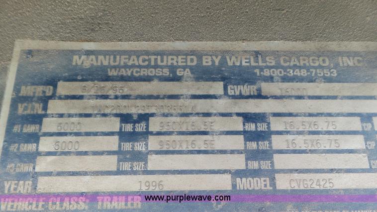 image for item L2162 1996 Wells Cargo CVG2425 enclosed cargo trailer