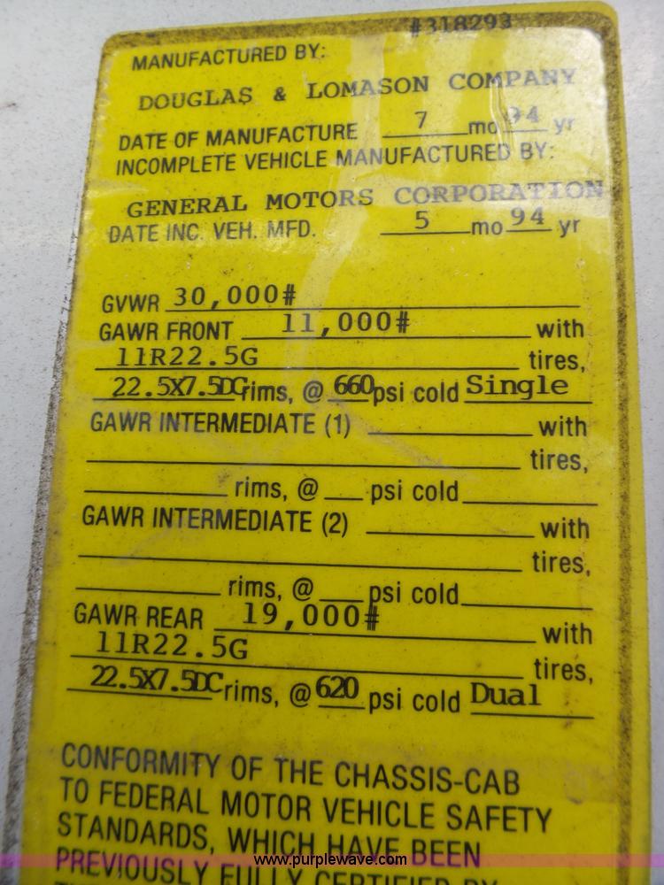 image for item L5490 1994 Chevrolet Kodiak delivery truck