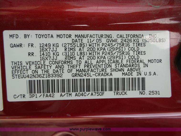 image for item L5660 2006 Toyota Tacoma SR5 Ext. Cab pickup truck