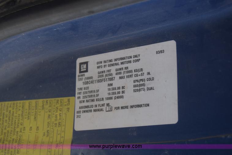 image for item L3778 2003 Chevrolet C4500 dump truck