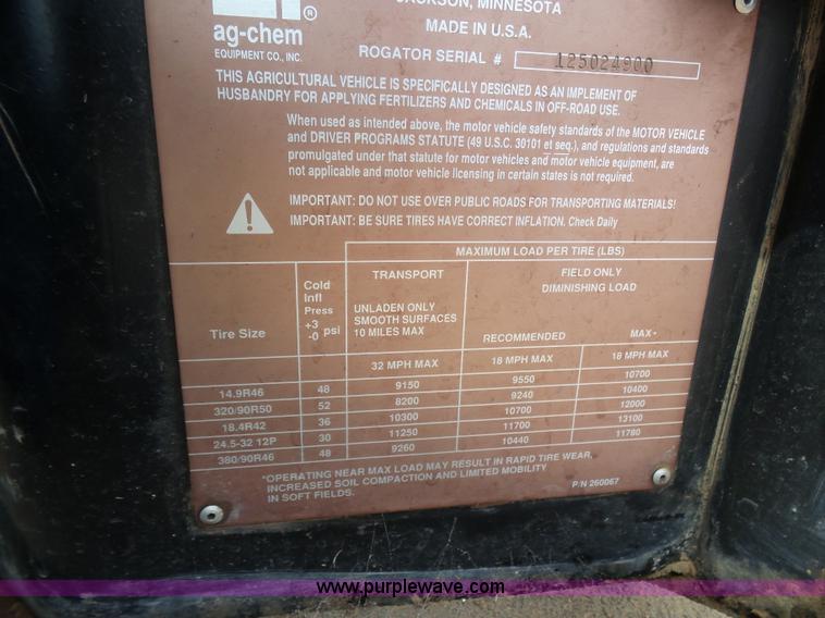 image for item J6129 Ag-Chem RoGator 1254 self-propelled sprayer