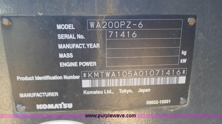 image for item BZ9072 2012 Komatsu WA200PZ-6 wheel loader