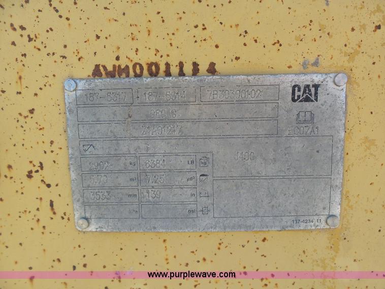 image for item G3739 Caterpillar 980 wheel loader bucket