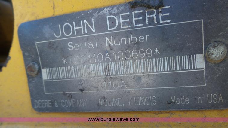 image for item K4207 2001 John Deere 110 backhoe