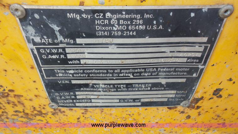 image for item K5111 1990 CZ Engineering C218KT equipment trailer