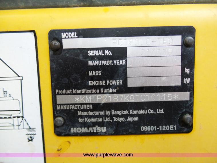 image for item K7998 2009 Komatsu PC160LC excavator