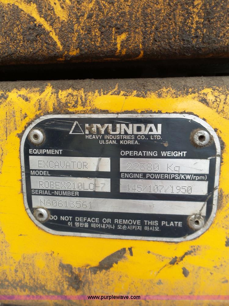 image for item L6328 2005 Hyundai Robex 210LC-7 excavator
