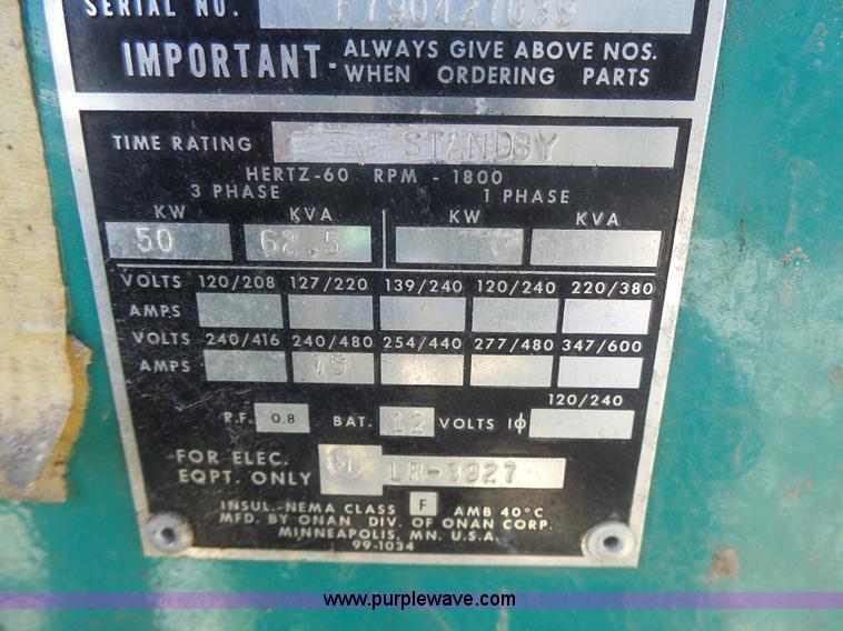 image for item L7210 Onan 50DDB generator