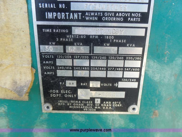 image for item L7210 Onan 50DDB generator