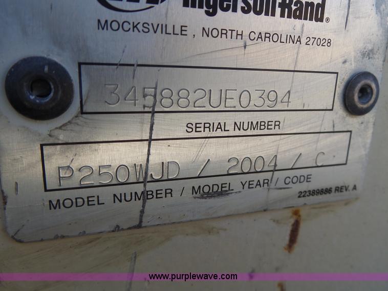image for item L7217 2004 Ingersoll Rand 250 air compressor