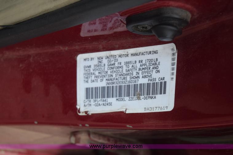 image for item AW9922 2003 Toyota Corolla