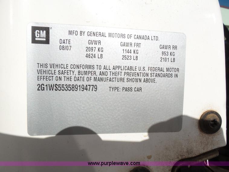 image for item AQ9679 2008 Chevrolet Impala Police