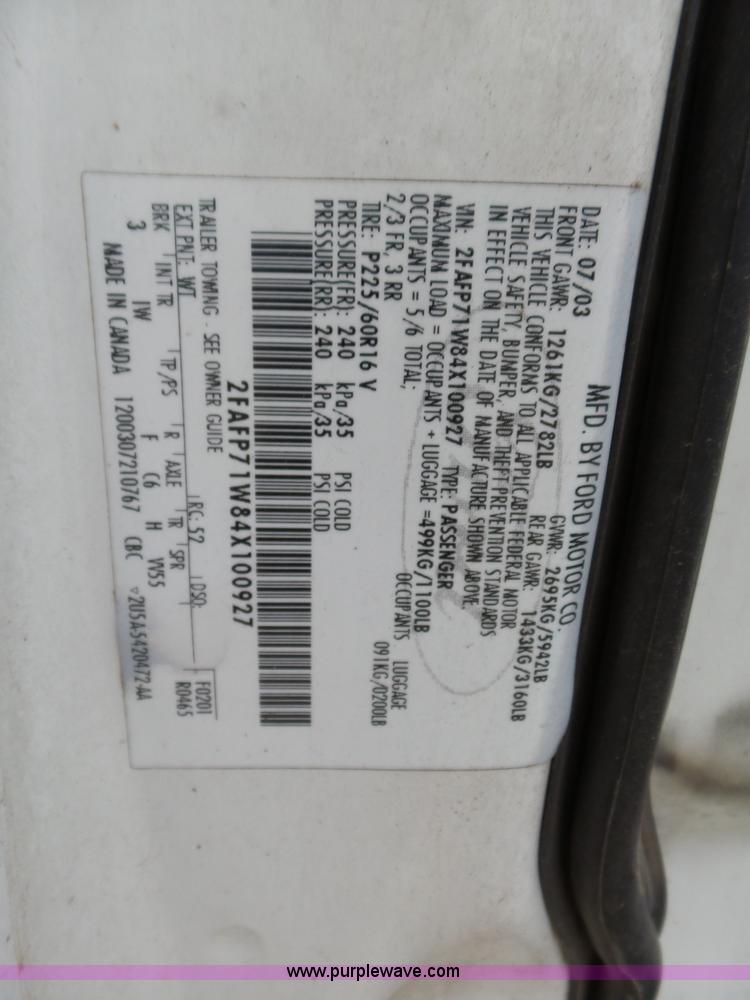 image for item AQ9680 2004 Ford Crown Victoria Police Interceptor