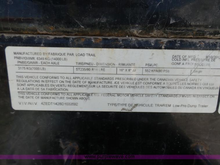 image for item BS9727 2013 Load Trail dump trailer