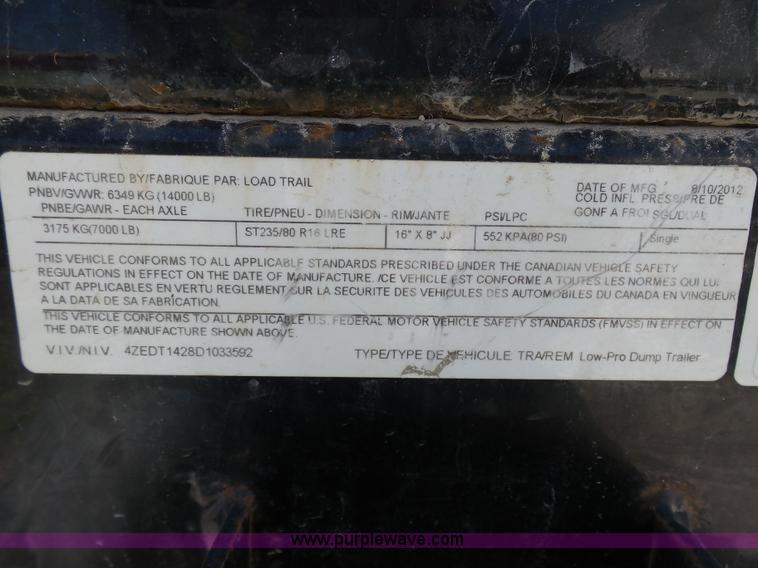 image for item BS9727 2013 Load Trail dump trailer