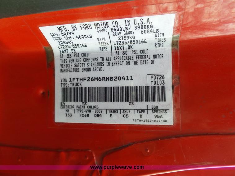 image for item K1334 1994 Ford F250 HD XLT pickup truck