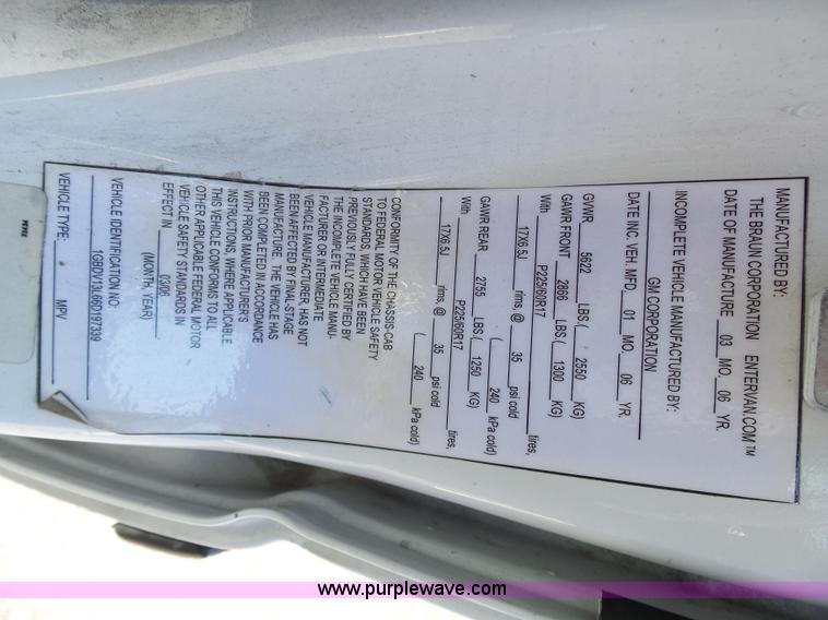 image for item K1360 2006 Chevrolet Uplander handicap accessible van