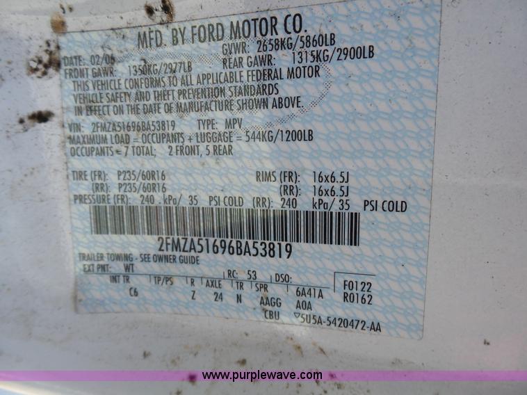 image for item K1361 2006 Ford Freestar SE van