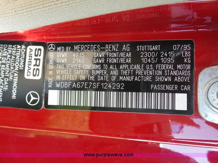 image for item K7942 1995 Mercedes Benz SL500 Roadster convertible