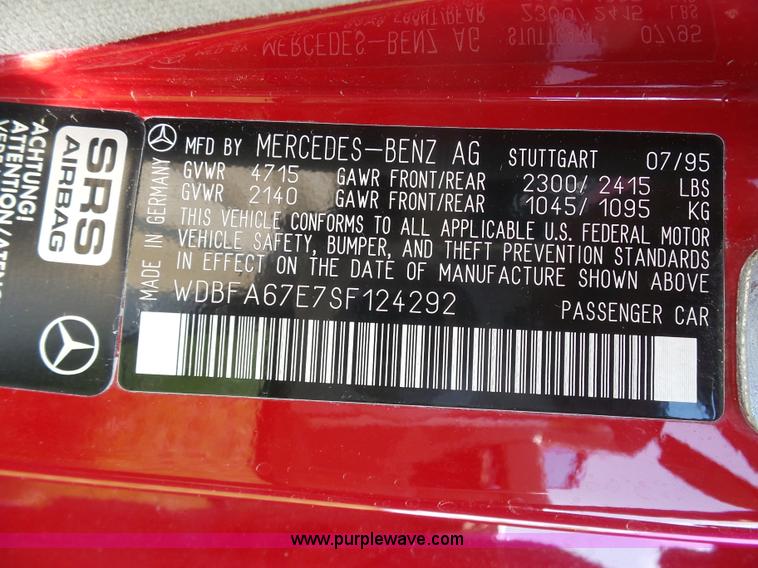 image for item K7942 1995 Mercedes Benz SL500 Roadster convertible