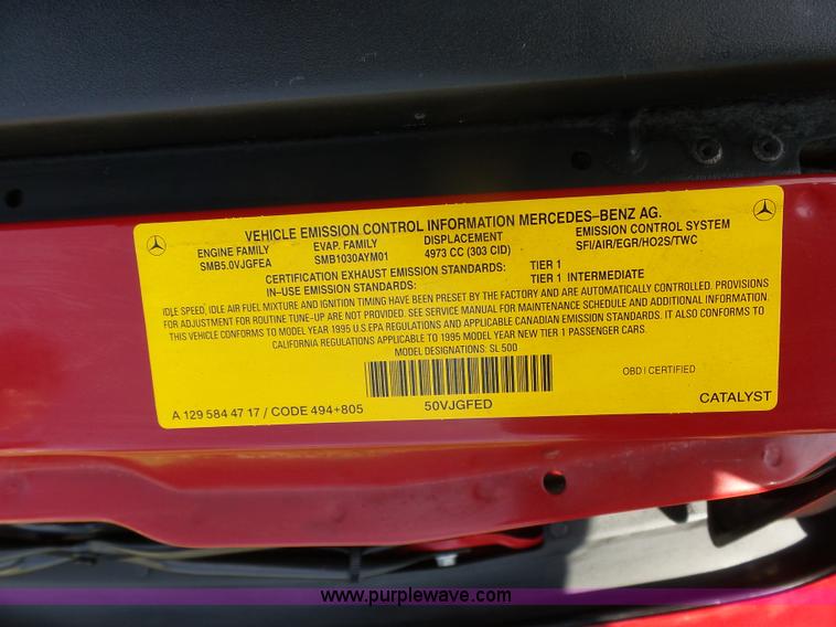 image for item K7942 1995 Mercedes Benz SL500 Roadster convertible