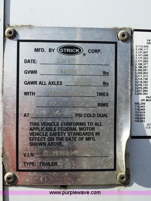 image for item F1316 1991 Strick dry van trailer