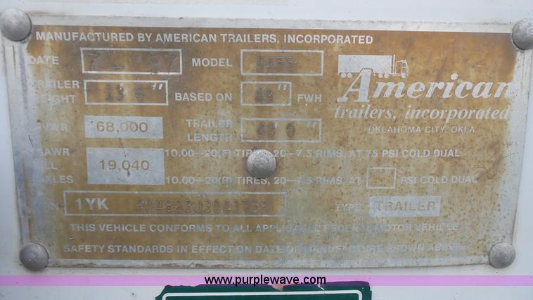 image for item K4567 1987 American A455 dry van trailer