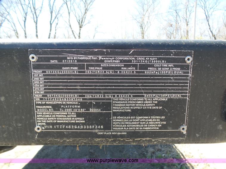 image for item K7987 2011 Transcraft TL-2000 flatbed trailer