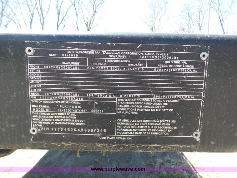 image for item K7987 2011 Transcraft TL-2000 flatbed trailer